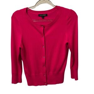 Express Design Studio Pink Button Up Cardigan Sweater 3/4 Sleeve Size S